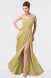 ColsBM Gwen Gold Elegant A-line Strapless Sleeveless Backless Floor Length Plus Size Bridesmaid Dresses