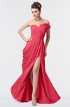 ColsBM Gwen Guava Elegant A-line Strapless Sleeveless Backless Floor Length Plus Size Bridesmaid Dresses