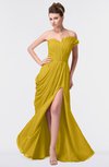 ColsBM Gwen Lemon Curry Elegant A-line Strapless Sleeveless Backless Floor Length Plus Size Bridesmaid Dresses