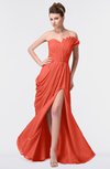 ColsBM Gwen Living Coral Elegant A-line Strapless Sleeveless Backless Floor Length Plus Size Bridesmaid Dresses