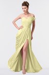 ColsBM Gwen Soft Yellow Elegant A-line Strapless Sleeveless Backless Floor Length Plus Size Bridesmaid Dresses
