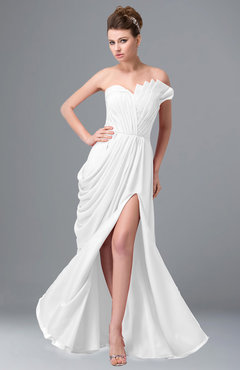 ColsBM Gwen White Elegant A-line Strapless Sleeveless Backless Floor Length Plus Size Bridesmaid Dresses
