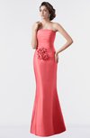 ColsBM Aria Coral Classic Trumpet Sleeveless Backless Floor Length Bridesmaid Dresses