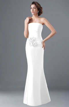 ColsBM Aria White Classic Trumpet Sleeveless Backless Floor Length Bridesmaid Dresses