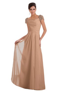 ColsBM Carlee Almost Apricot Elegant A-line Wide Square Short Sleeve Appliques Bridesmaid Dresses