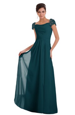 ColsBM Carlee Blue Green Elegant A-line Wide Square Short Sleeve Appliques Bridesmaid Dresses