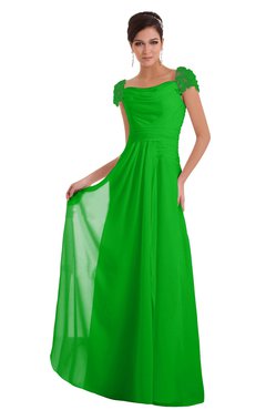 ColsBM Carlee Classic Green Elegant A-line Wide Square Short Sleeve Appliques Bridesmaid Dresses
