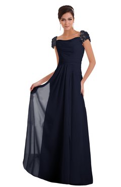 ColsBM Carlee Dark Sapphire Elegant A-line Wide Square Short Sleeve Appliques Bridesmaid Dresses