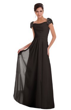 ColsBM Carlee Fudge Brown Elegant A-line Wide Square Short Sleeve Appliques Bridesmaid Dresses