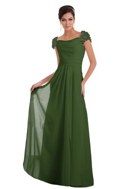 ColsBM Carlee Garden Green Elegant A-line Wide Square Short Sleeve Appliques Bridesmaid Dresses