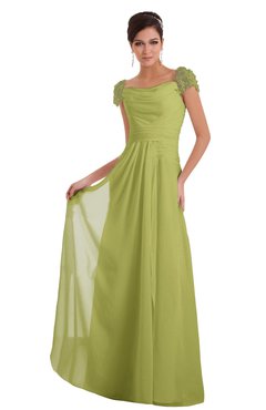 ColsBM Carlee Linden Green Elegant A-line Wide Square Short Sleeve Appliques Bridesmaid Dresses