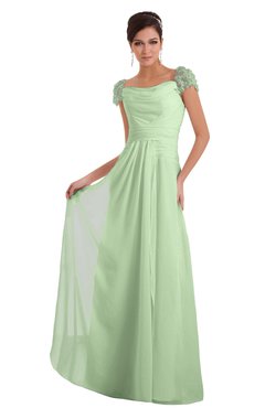 ColsBM Carlee Pale Green Elegant A-line Wide Square Short Sleeve Appliques Bridesmaid Dresses