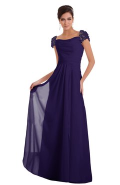 ColsBM Carlee Royal Purple Elegant A-line Wide Square Short Sleeve Appliques Bridesmaid Dresses
