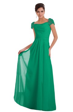 ColsBM Carlee Sea Green Elegant A-line Wide Square Short Sleeve Appliques Bridesmaid Dresses
