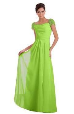 ColsBM Carlee Sharp Green Elegant A-line Wide Square Short Sleeve Appliques Bridesmaid Dresses