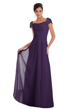 ColsBM Carlee Violet Elegant A-line Wide Square Short Sleeve Appliques Bridesmaid Dresses