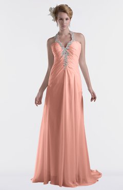ColsBM Eden Peach Cinderella A-line Sweetheart Sleeveless Criss-cross Straps Brush Train Plus Size Bridesmaid Dresses