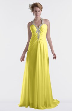 ColsBM Eden Yellow Iris Cinderella A-line Sweetheart Sleeveless Criss-cross Straps Brush Train Plus Size Bridesmaid Dresses