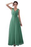 ColsBM Kalani Beryl Green Modern A-line V-neck Zipper Floor Length Plus Size Bridesmaid Dresses