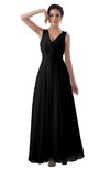 ColsBM Kalani Black Modern A-line V-neck Zipper Floor Length Plus Size Bridesmaid Dresses