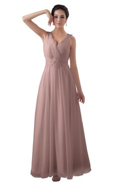 ColsBM Kalani Blush Pink Modern A-line V-neck Zipper Floor Length Plus Size Bridesmaid Dresses