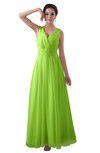 ColsBM Kalani Bright Green Modern A-line V-neck Zipper Floor Length Plus Size Bridesmaid Dresses