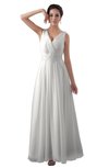 ColsBM Kalani Cloud White Modern A-line V-neck Zipper Floor Length Plus Size Bridesmaid Dresses