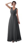 ColsBM Kalani Grey Modern A-line V-neck Zipper Floor Length Plus Size Bridesmaid Dresses
