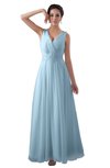 ColsBM Kalani Ice Blue Modern A-line V-neck Zipper Floor Length Plus Size Bridesmaid Dresses