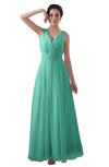 ColsBM Kalani Mint Green Modern A-line V-neck Zipper Floor Length Plus Size Bridesmaid Dresses