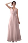 ColsBM Kalani Pastel Pink Modern A-line V-neck Zipper Floor Length Plus Size Bridesmaid Dresses