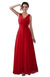 ColsBM Kalani Red Modern A-line V-neck Zipper Floor Length Plus Size Bridesmaid Dresses