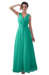 ColsBM Kalani Viridian Green Modern A-line V-neck Zipper Floor Length Plus Size Bridesmaid Dresses