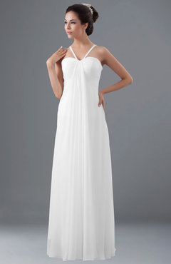 ColsBM Erin White Informal A-line Spaghetti Sleeveless Floor Length Ruching Plus Size Bridesmaid Dresses