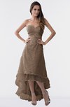 ColsBM Isabel Bronze Brown Simple A-line Zipper Tea Length Paillette Plus Size Bridesmaid Dresses