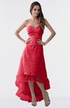 ColsBM Isabel Chinese Red Simple A-line Zipper Tea Length Paillette Plus Size Bridesmaid Dresses