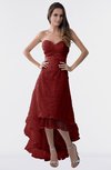 ColsBM Isabel Dark Red Simple A-line Zipper Tea Length Paillette Plus Size Bridesmaid Dresses