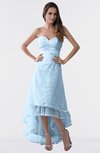 ColsBM Isabel Dream Blue Simple A-line Zipper Tea Length Paillette Plus Size Bridesmaid Dresses