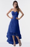 ColsBM Isabel Electric Blue Simple A-line Zipper Tea Length Paillette Plus Size Bridesmaid Dresses