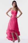 ColsBM Isabel Fuschia Simple A-line Zipper Tea Length Paillette Plus Size Bridesmaid Dresses