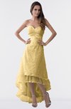 ColsBM Isabel Gold Simple A-line Zipper Tea Length Paillette Plus Size Bridesmaid Dresses
