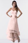 ColsBM Isabel Pastel Pink Simple A-line Zipper Tea Length Paillette Plus Size Bridesmaid Dresses
