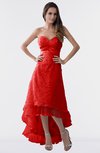 ColsBM Isabel Red Simple A-line Zipper Tea Length Paillette Plus Size Bridesmaid Dresses