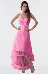 ColsBM Isabel Rose Pink Simple A-line Zipper Tea Length Paillette Plus Size Bridesmaid Dresses