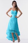 ColsBM Isabel Turquoise Simple A-line Zipper Tea Length Paillette Plus Size Bridesmaid Dresses