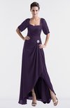 ColsBM Emilia Blackberry Cordial Modest Sweetheart Short Sleeve Zip up Floor Length Plus Size Bridesmaid Dresses