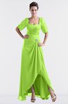 ColsBM Emilia Bright Green Modest Sweetheart Short Sleeve Zip up Floor Length Plus Size Bridesmaid Dresses