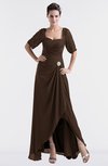 ColsBM Emilia Copper Modest Sweetheart Short Sleeve Zip up Floor Length Plus Size Bridesmaid Dresses