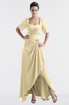 ColsBM Emilia Cornhusk Modest Sweetheart Short Sleeve Zip up Floor Length Plus Size Bridesmaid Dresses