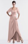 ColsBM Emilia Dusty Rose Modest Sweetheart Short Sleeve Zip up Floor Length Plus Size Bridesmaid Dresses